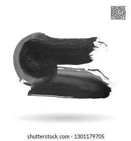 Grey brush stroke and texture. Grunge vector abstract hand - painted element. Underline and border design.