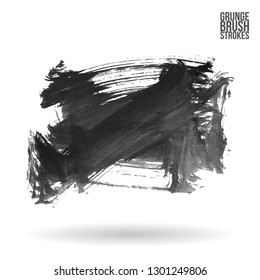 Grey brush stroke and texture. Grunge vector abstract hand - painted element. Underline and border design.