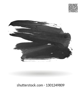 Grey brush stroke and texture. Grunge vector abstract hand - painted element. Underline and border design.