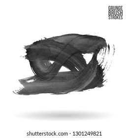 Grey brush stroke and texture. Grunge vector abstract hand - painted element. Underline and border design.