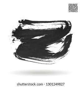 Grey brush stroke and texture. Grunge vector abstract hand - painted element. Underline and border design.
