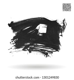 Grey brush stroke and texture. Grunge vector abstract hand - painted element. Underline and border design.