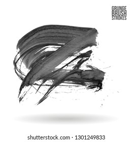 Grey brush stroke and texture. Grunge vector abstract hand - painted element. Underline and border design.
