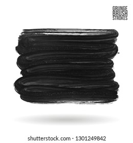 Grey brush stroke and texture. Grunge vector abstract hand - painted element. Underline and border design.