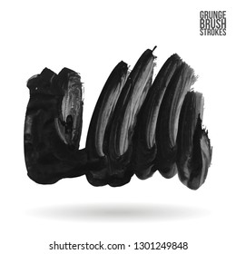 Grey brush stroke and texture. Grunge vector abstract hand - painted element. Underline and border design.