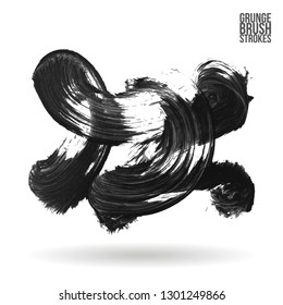 Grey brush stroke and texture. Grunge vector abstract hand - painted element. Underline and border design.