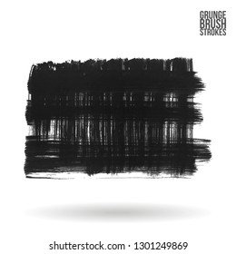Grey brush stroke and texture. Grunge vector abstract hand - painted element. Underline and border design.