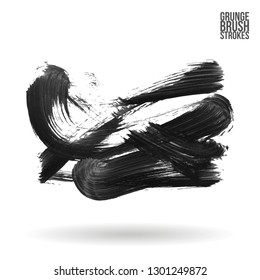 Grey brush stroke and texture. Grunge vector abstract hand - painted element. Underline and border design.