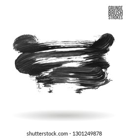 Grey brush stroke and texture. Grunge vector abstract hand - painted element. Underline and border design.