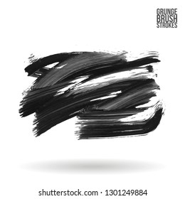 Grey brush stroke and texture. Grunge vector abstract hand - painted element. Underline and border design.