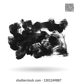 Grey brush stroke and texture. Grunge vector abstract hand - painted element. Underline and border design.