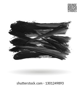 Grey brush stroke and texture. Grunge vector abstract hand - painted element. Underline and border design.