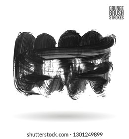 Grey brush stroke and texture. Grunge vector abstract hand - painted element. Underline and border design.
