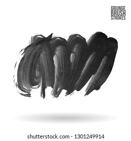 Grey brush stroke and texture. Grunge vector abstract hand - painted element. Underline and border design.