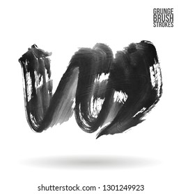 Grey brush stroke and texture. Grunge vector abstract hand - painted element. Underline and border design.