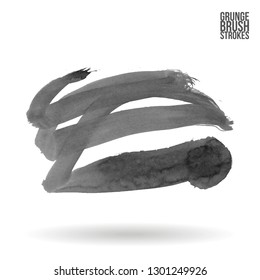 Grey brush stroke and texture. Grunge vector abstract hand - painted element. Underline and border design.