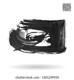 Grey brush stroke and texture. Grunge vector abstract hand - painted element. Underline and border design.