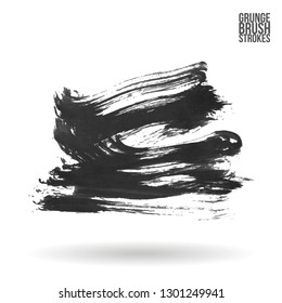 Grey brush stroke and texture. Grunge vector abstract hand - painted element. Underline and border design.