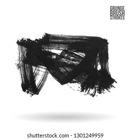 Grey brush stroke and texture. Grunge vector abstract hand - painted element. Underline and border design.