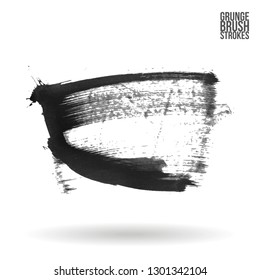 Grey brush stroke and texture. Grunge vector abstract hand - painted element. Underline and border design.