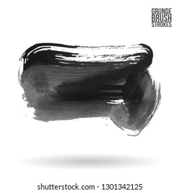 Grey brush stroke and texture. Grunge vector abstract hand - painted element. Underline and border design.
