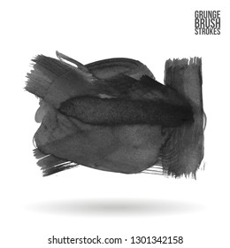 Grey brush stroke and texture. Grunge vector abstract hand - painted element. Underline and border design.