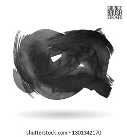 Grey brush stroke and texture. Grunge vector abstract hand - painted element. Underline and border design.