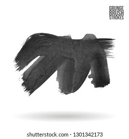 Grey brush stroke and texture. Grunge vector abstract hand - painted element. Underline and border design.