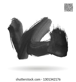 Grey brush stroke and texture. Grunge vector abstract hand - painted element. Underline and border design.