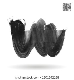 Grey brush stroke and texture. Grunge vector abstract hand - painted element. Underline and border design.