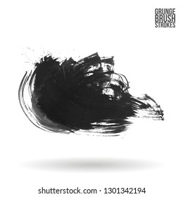 Grey brush stroke and texture. Grunge vector abstract hand - painted element. Underline and border design.