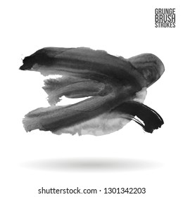 Grey brush stroke and texture. Grunge vector abstract hand - painted element. Underline and border design.