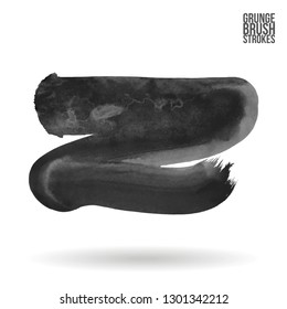 Grey brush stroke and texture. Grunge vector abstract hand - painted element. Underline and border design.