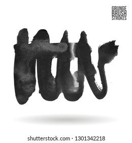 Grey brush stroke and texture. Grunge vector abstract hand - painted element. Underline and border design.