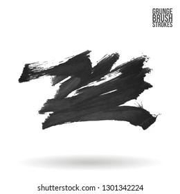 Grey brush stroke and texture. Grunge vector abstract hand - painted element. Underline and border design.
