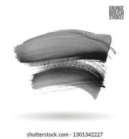Grey brush stroke and texture. Grunge vector abstract hand - painted element. Underline and border design.