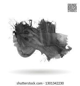 Grey brush stroke and texture. Grunge vector abstract hand - painted element. Underline and border design.