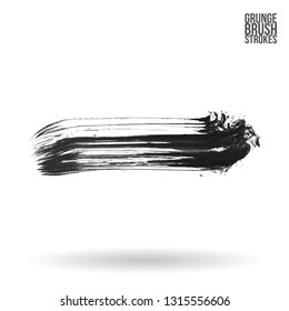 Grey brush stroke and texture. Grunge vector abstract hand - painted element. Underline and border design.