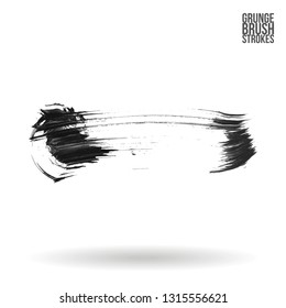 Grey brush stroke and texture. Grunge vector abstract hand - painted element. Underline and border design.