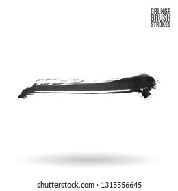 Grey brush stroke and texture. Grunge vector abstract hand - painted element. Underline and border design.