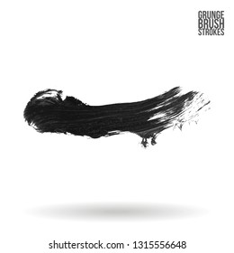 Grey brush stroke and texture. Grunge vector abstract hand - painted element. Underline and border design.