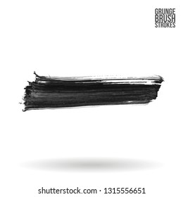 Grey brush stroke and texture. Grunge vector abstract hand - painted element. Underline and border design.