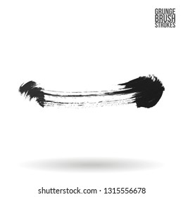 Grey brush stroke and texture. Grunge vector abstract hand - painted element. Underline and border design.