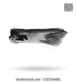 Grey brush stroke and texture. Grunge vector abstract hand - painted element. Underline and border design.