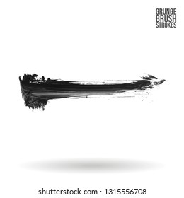 Grey brush stroke and texture. Grunge vector abstract hand - painted element. Underline and border design.