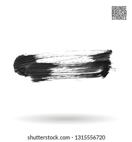 Grey brush stroke and texture. Grunge vector abstract hand - painted element. Underline and border design.