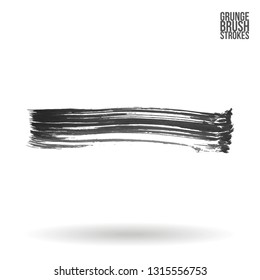Grey brush stroke and texture. Grunge vector abstract hand - painted element. Underline and border design.
