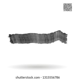 Grey brush stroke and texture. Grunge vector abstract hand - painted element. Underline and border design.