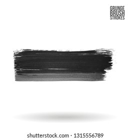Grey brush stroke and texture. Grunge vector abstract hand - painted element. Underline and border design.