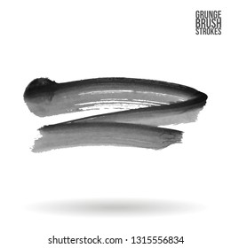 Grey brush stroke and texture. Grunge vector abstract hand - painted element. Underline and border design.